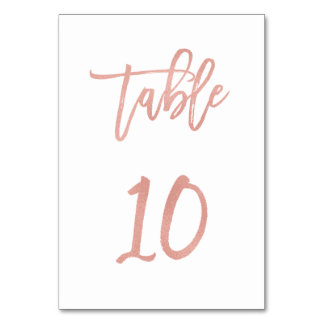 Modern Fairytale Roos Gold Wedding Table Number 10 Kaart