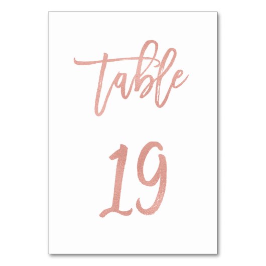Modern Fairytale Roos Gold Wedding Table Number 19 Kaart (Voorkant)