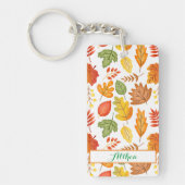 Modern Fall Leaves Pattern naam Sleutelhanger (Voorkant)