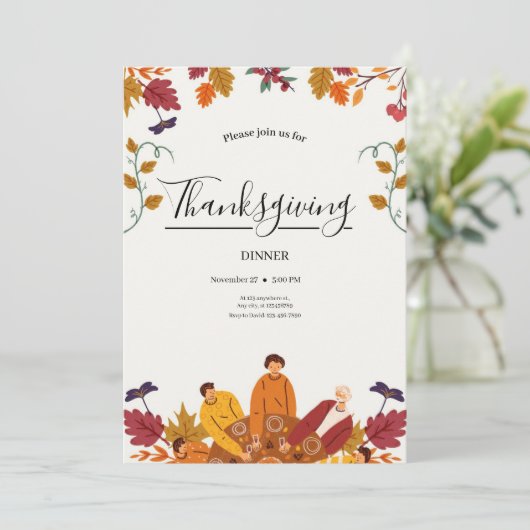 Modern Fall Thanksgiving Dinner Invitation (Debout devant)
