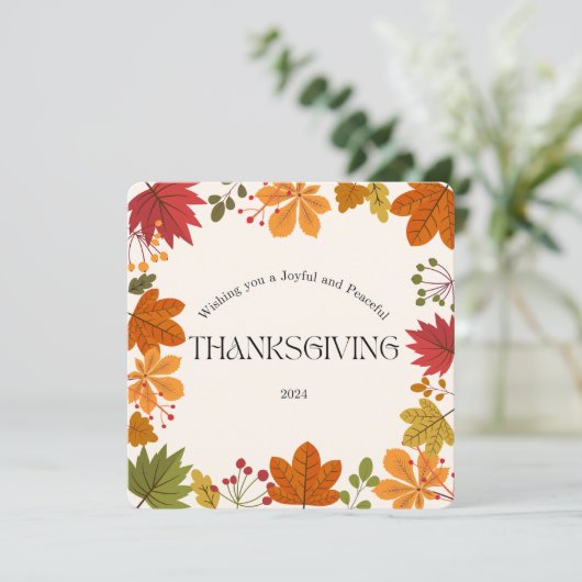 Modern Fall verlaat Happy Thanksgiving-Kaart Save The Date (Staand voorkant)