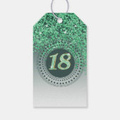 Modern Falling Green Glitter 18e verjaardag Cadeaulabel (Achterkant)
