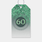 Modern Falling Green Glitter 60e verjaardag Cadeaulabel (Achterkant)