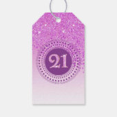 Modern Falling Pink Glitter 21st Birthday Cadeaulabel (Achterkant)