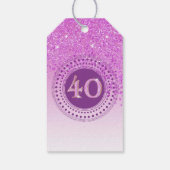 Modern Falling Pink Glitter 40e verjaardag Cadeaulabel (Achterkant)