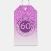 Modern Falling Pink Glitter 60e verjaardag Cadeaulabel (Achterkant)