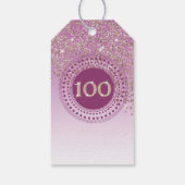 Modern Falling Roos Gold Glitter 100e verjaardag Cadeaulabel (Achterkant)
