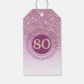 Modern Falling Roos Gold Glitter 80e verjaardag Cadeaulabel (Achterkant)