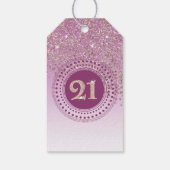 Modern Falling Rose Gold Glitter 21st Birthday Cadeaulabel (Achterkant)