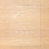 Modern Falling Star Celestial Wedding Acryl Uitnodigingen (Voorkant)