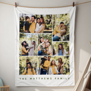Modern Familie Aandenken 7 Foto Collage Fleece Deken