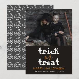 Modern Familie Foto Trick or Treat Gelukkig Hallow Feestdagenkaart