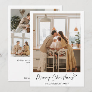 Modern familiefunctioneel fotoheart-script voor pr feestdagenkaart
