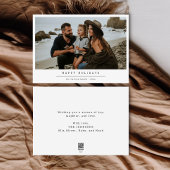 Modern familieportret Kuststrand Kerstmis Feestdagenkaart