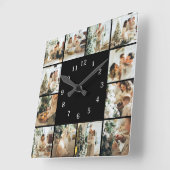 Modern Family 12 Fotocollage Zwart Keepsake Vierkante Klok (Hoek)