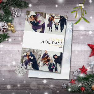 Modern Family 4 Fotocollage Chic Kerstmis Goud Folie Feestdagenkaart