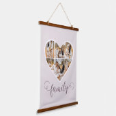 Modern FAMILY Heart Photo Collage Love Script Hangend Wandkleed (Gebogen)