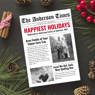 Modern Family Newspaper Photo Holiday Kaart