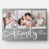 Modern Family Script Collage Linen 3 Foto Block Fotoplaat (voorkant)