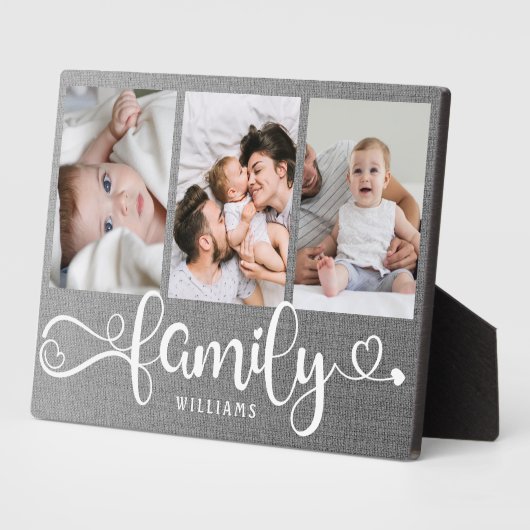 Modern Family Script Collage Linen 3 Foto Block Fotoplaat (Zijkant)