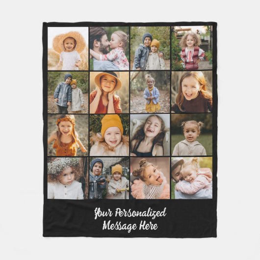 Modern Family Text Customized 16 Photo Collage Fleece Deken (Voorkant)