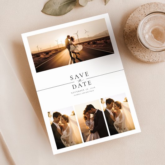 Modern Fancy 8 foto collage bruiloft Save the date Kaart