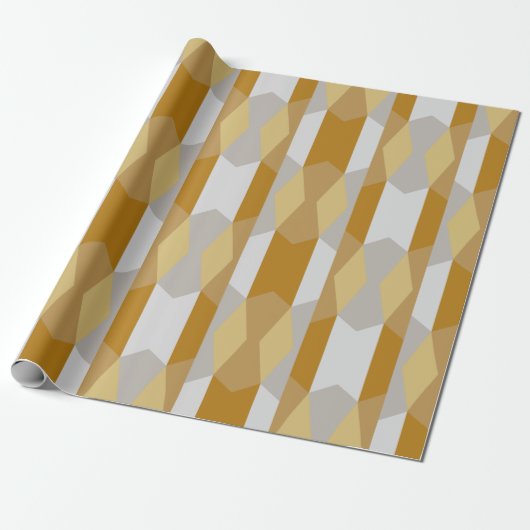 Modern Fancy geometrisch goud en zilvergrijs Cadeaupapier (Uitgerold)