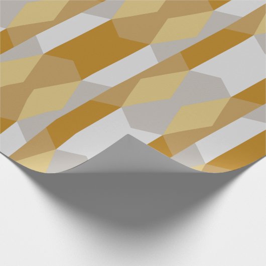 Modern Fancy geometrisch goud en zilvergrijs Cadeaupapier (Hoek)