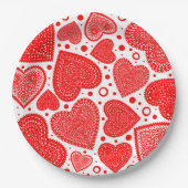 Modern Fancy Red Graphic Hearts Pattern Papieren Bordje (Voorkant)