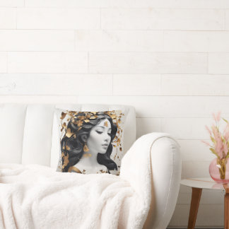 Modern Fantasy Art in Black and Gold  Kussen