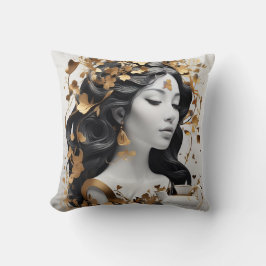Modern Fantasy Art in Black and Gold Kussen