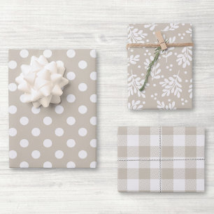 Modern Farmhouse Beige Holiday Gift Inpakpapier Vel