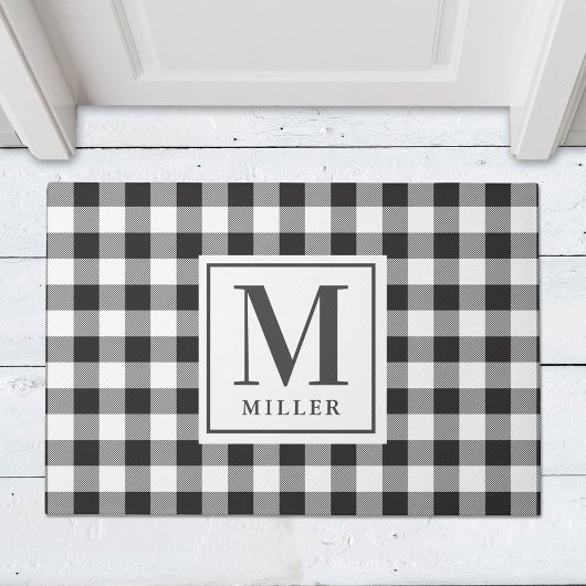 Modern Farmhouse Black Buffalo Pset Monogramed Deurmat