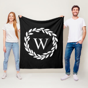 Modern Farmhouse Floral Chic Monogrammed Fleece Deken