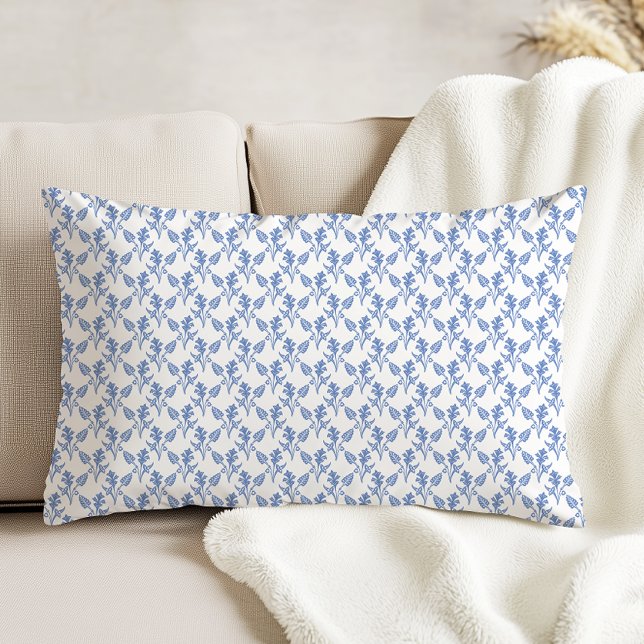 Modern Farmhouse Floral Pattern Cornflower Blue Accent Kussen (Creator heeft geüpload)