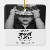 Modern Farmhouse| Foto van Black Gingham met kerst Keramisch Ornament (Achterkant)