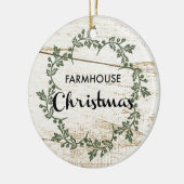 Modern Farmhouse kerstmis Rustic Wood Keramisch Ornament (Links)