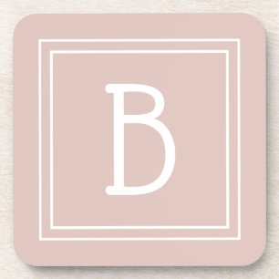 Modern Farmhouse Monogrammed Pink & White Initiaal Bier Onderzetter