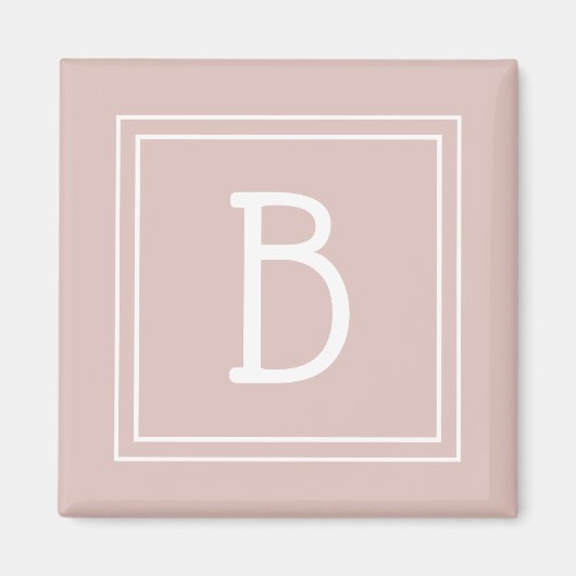 Modern Farmhouse Monogrammed Pink & White Initiaal Magneet (Voorkant)