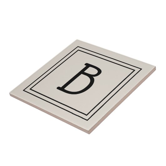 Modern Farmhouse Monogrammed Tan & Black Initiaal Tegeltje (Zijkant)