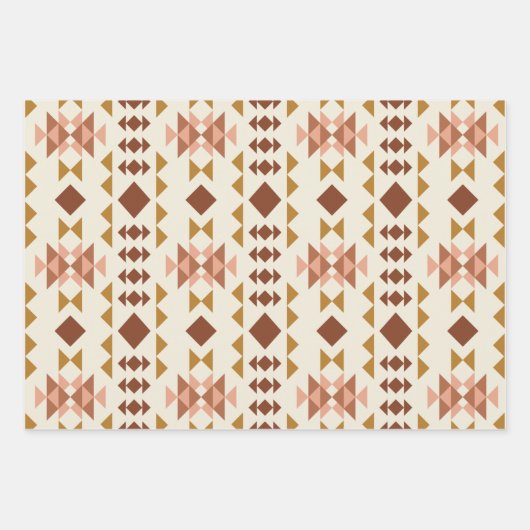 Modern Farmhouse Rustic Terracotta Geometric Art Inpakpapier Vel (Voorkant 3)
