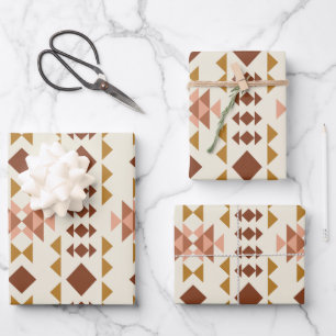 Modern Farmhouse Rustic Terracotta Geometric Art Inpakpapier Vel