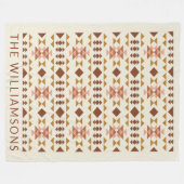 Modern Farmhouse Rustic Terracotta Geometric Name Fleece Deken (Voorkant (Horizontaal))