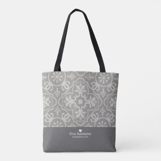 Modern Farmhouse Tile Pattern met Heart Monogram Tote Bag (Achterkant)