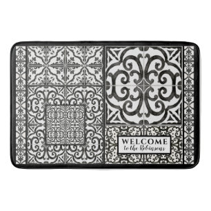 Modern Farmhouse Welcome Black and White Family Badmat