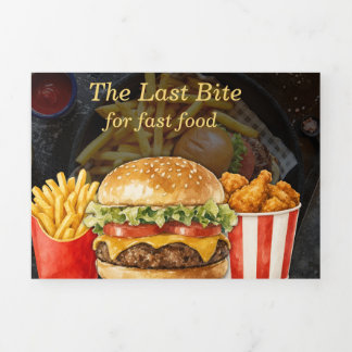 Modern Fast Food Burger & Crispy Chicken Menukaart Drieluik Kaart
