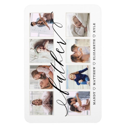 Modern Father Script Gift for Dad Photo Collage Magneet (Verticaal)