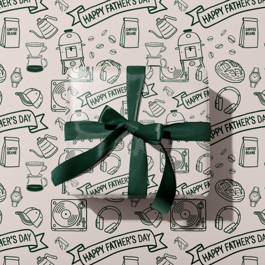 Modern Father's Day Doodle Pattern Millennial Dad Cadeaupapier