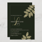 Modern Faux Branch Script Monogrammed Wedding Kaart (Voorkant / Achterkant)