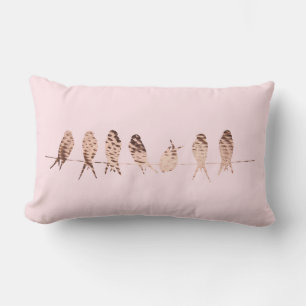Modern Faux Copper Birds on Wire Lumbar Pillow Kussen